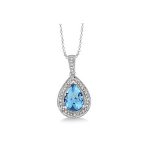 Blue+Topaz+%26+Diamond+Teardrop+Necklace