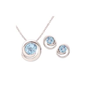 Silver+Swirl+Blue+Topaz+Earring+%26+Necklace+Set