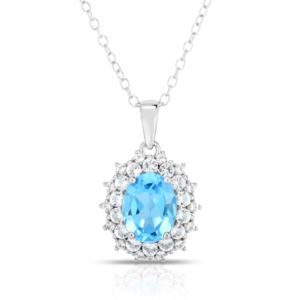 Blue+%26+White+Topaz+Pendant+Necklace