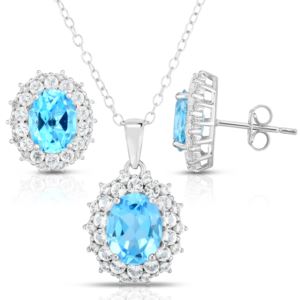 Blue+%26+White+Topaz+Earrings+%26+Necklace