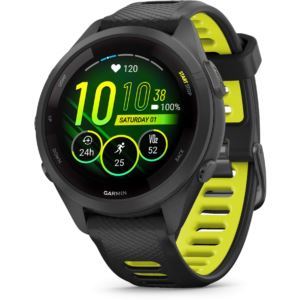 Forerunner+265S%2C+Black+Bezel+and+42mm+Case+with+Black+Silicone+Band
