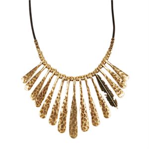 Fan+Feather+Leather+Cord+Necklace