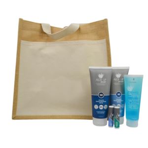 Aloe+Up+Cotton%2FJute+Tote+Bag+with+Sport+Sunscreen