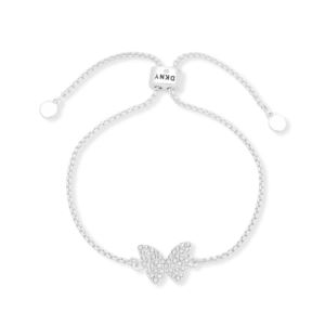 Pave+Butterfly+Slider+Bracelet+Silver