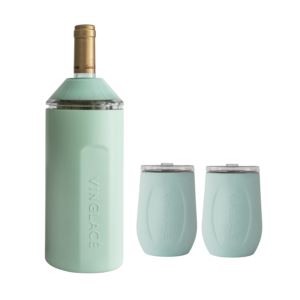 Wine+Chiller+Gift+Set+w%2F+2+Tumblers+Sea+Glass