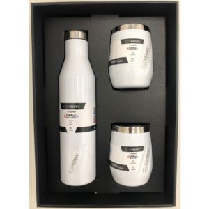 Aspen and Port Bundle - Insulated Stainless Steel Bottle and 2 Cups -White ASPNPORTWP