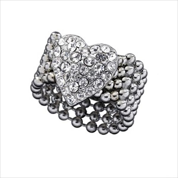 Stretch Pave Heart Ring - Silver GJ-89123104
