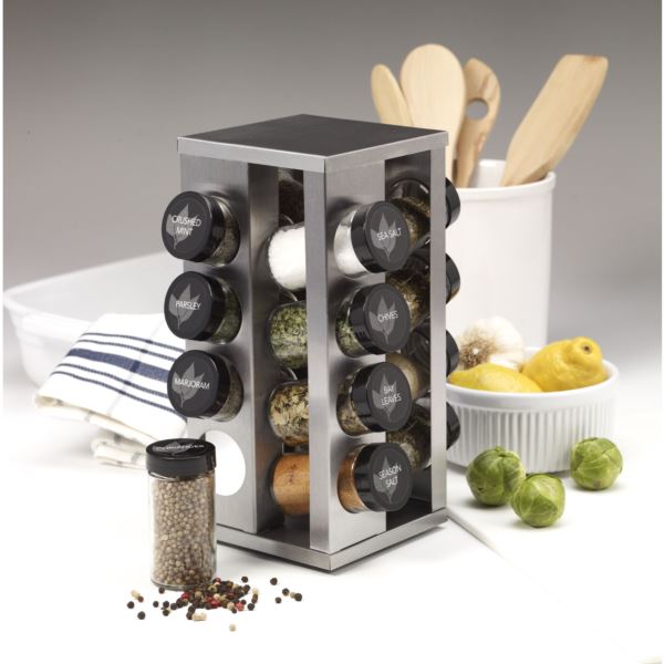 Kamenstein 20 Jar Revolving Stainless Steel Spice Rack with Free Spice  Refills for 5 Years