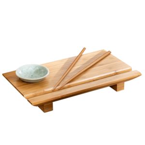 Burnished+Bamboo+Sushi+Board+Set