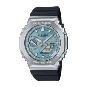 Men%27s+2100+G-Shock+Octagon+Slim+Ana-Digi+Black+Resin+Watch+Blue+Dial