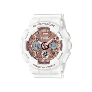 Ladies+G-Shock+S+Series+White+Analog%2FDigital+Watch+Metallic+Rose+Dial