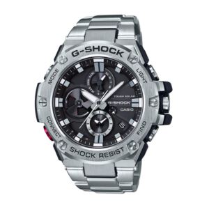Mens+G-Steel+Mobile+Link+Silver-Tone+Watch+Black+Dial