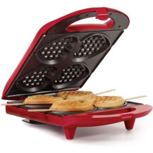 4-Section+Heart+Shaped+Waffle+Maker%2C+Red