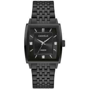 Mens+Modern+Black-Tone+Stainless+Steel+Watch+Black+Dial