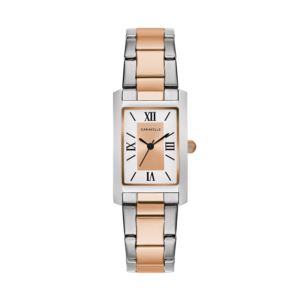 Ladies+Dress+TwoTone+Stainless+Steel+Rectangle+Watch+TwoTone+Dial