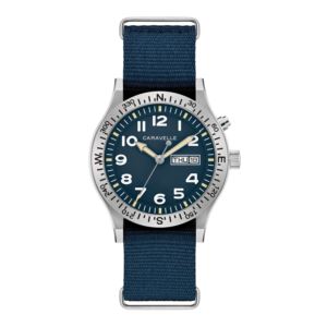 Mens+Field+Light+Up+Silver+Blue+Nylon+Strap+Watch+Blue+Dial