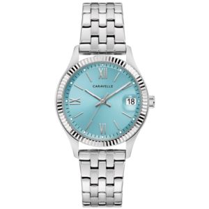 Ladies+Dress+Silver-Tone+Stainless+Steel+Watch+Light+Blue+Dial