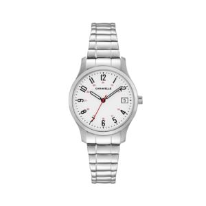 Ladies%27+Silver-Tone+Stainless+Steel+Comfort-Fit+Watch+White+Dial