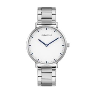 Mens+Min+Max+SilverTone+Stainless+Steel+Watch+White+Dial