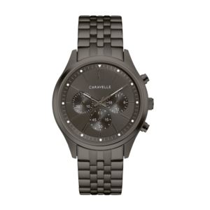 Men%27s+Gunmetal+Ion-Plated+Chronograph+Watch+Gray+Dial
