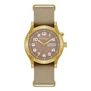 Mens+Field+Light+Up+Gold+Tan+Nylon+Strap+Watch+Taupe+Dial