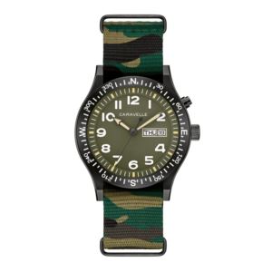 Mens+Field+Light+Up+Black+Camouflage+Nylon+Strap+Watch+Green+Dial