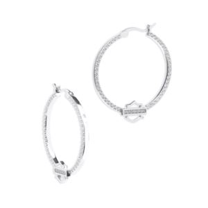 CZ+Bar+Shield+Sterling+Silver+Hoops