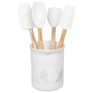 Le+Creuset+Craft+Series+5Pc+Utensil+Set+with+Crock+-+Marble+Applique