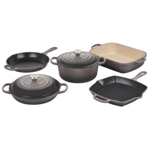 Le+Creuset+Pc+Signature+Set+Oyster+RDO+Braiser+Skillet+Square+Skillet+Grill+Rect+Roaster
