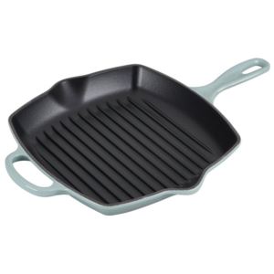 Le+Creuset+10.25%22+Signature+Square+Skillet+Grill+-+Sea+Salt