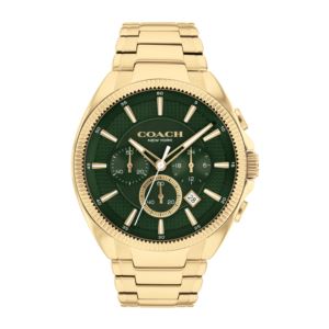 Mens+Jackson+Chronograph+GoldTone+Stainless+Steel+Watch+Green+Dial