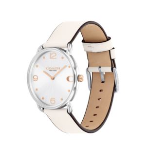 Ladies+Elliot+Chalk+White+Leather+Strap+Silver+Dial