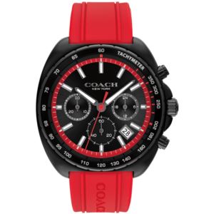 Men%27s+Charter+Chronograph+Black+%26+Red+Silicone+Strap+Watch+Black+Dial