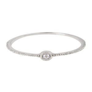 Signature+Logo+Pave+Bangle+Silver