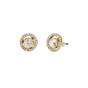 GoldTone+Halo+Pave+Stud+Earrings