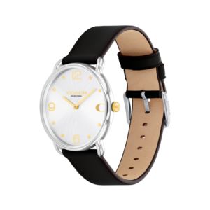 Ladies+Elliot+Black+Leather+Strap+Watch+Silver+Dial