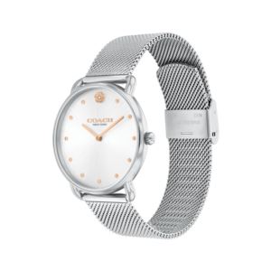 Ladies+Elliot+SilverTone+Stainless+Steel+Mesh+Watch+Silver+Dial