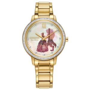 Ladies%27+Belle+and+Beast+Eco-Drive+Gold-Tone+Stainless+Steel+Watch+MOP+Dial