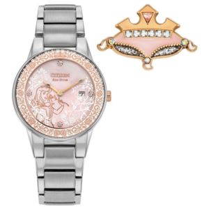 Ladies%27+Aurora+Enchanted+Eco-Drive+Silver-Tone+SS+Watch+Pink+MOP+Dial