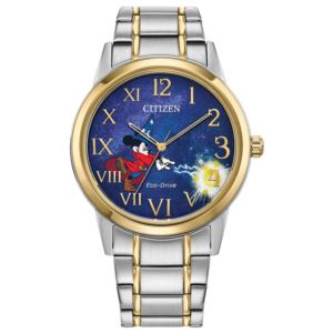 Men%27s+Sorcerer%27s+Apprentice+Mickey+Eco-Drive+2-Tone+SS+Watch+Blue+Dial