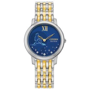 Ladies%27+Ariel+Diamond+Eco-Drive+Two-Tone+Stainless+Steel+Watch+Dark+Blue+Dial