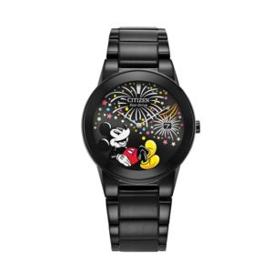 Unisex+Mickey+Fiesta+Eco-Drive+Black+IP+Stainless+Steel+Watch+Black+Dial