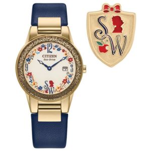Ladies%27+Snow+White+Flora+Eco-Drive+Blue+Leather+Strap+Watch+Pale+Gold+Dial