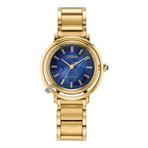 Ladies+L+Arcly+EcoDrive+GoldTone+Stainless+Steel+Watch+Navy+Blue+Dial