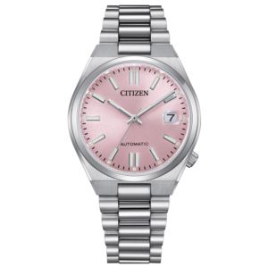 Unisex+Tsuyosa+Automatic+EcoDrive+SilverTone+SS+Watch+Pastel+Pink+Dial