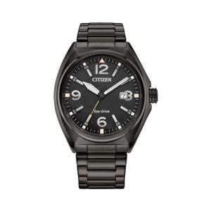 Mens+Sport+Casual+Black+IonPlated+Stainless+Steel+Watch+Black+Dial
