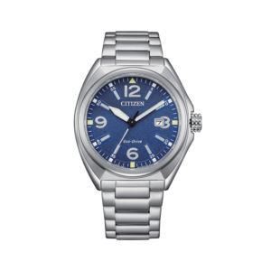 Mens+Sport+Casual+SilverTone+Stainless+Steel+Watch+Blue+Dial