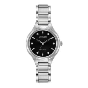Ladies+Corso+EcoDrive+SilverTone+Stainless+Steel+Watch+Black+Dial
