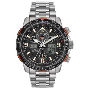Men%27s+Promaster+Skyhawk+A-T+Super+Titanium+Silver-Tone+Watch+Black+Dial
