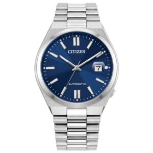 Unisex+Tsuyosa+Automatic+EcoDrive+SilverTone+SS+Watch+Blue+Dial